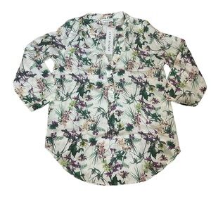 Amour Vert 100% Silk Amy Tropez Floral Blouse